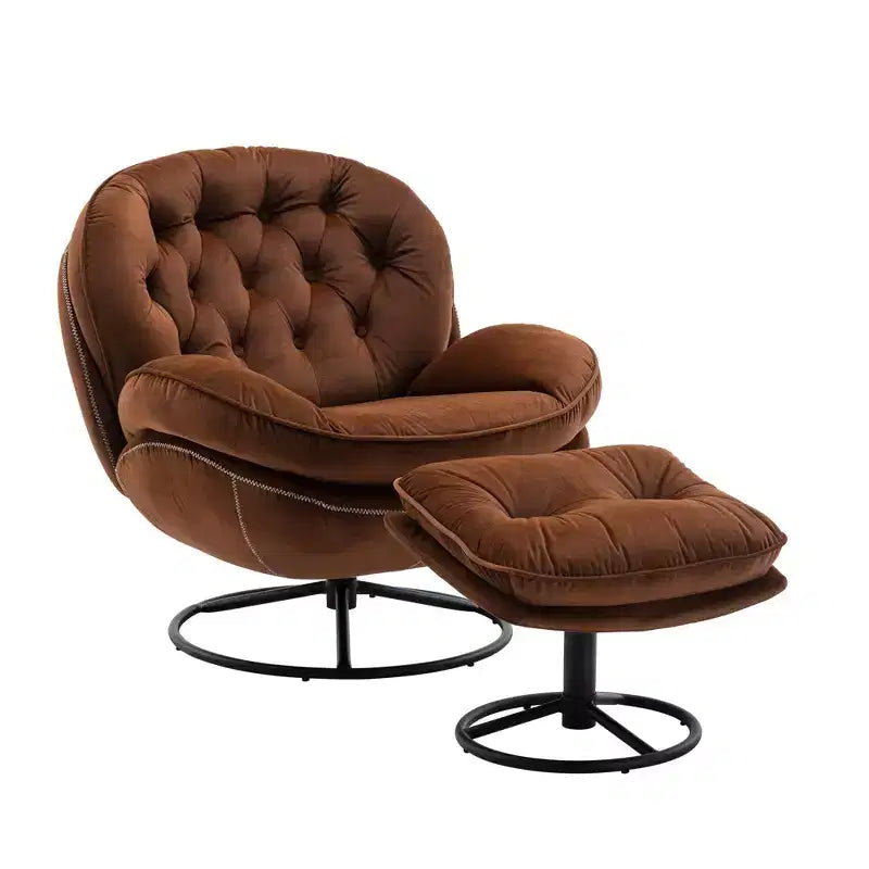 Πολυθρόνα Velvet Accent Okak με υποπόδιο, μοντέρνα πολυθρόνα σαλονιού χωρίς μπράτσα σε στυλ Mid-Century, μαλακή και άνετη πολυθρόνα για παρακολούθηση τηλεόρασης, gaming