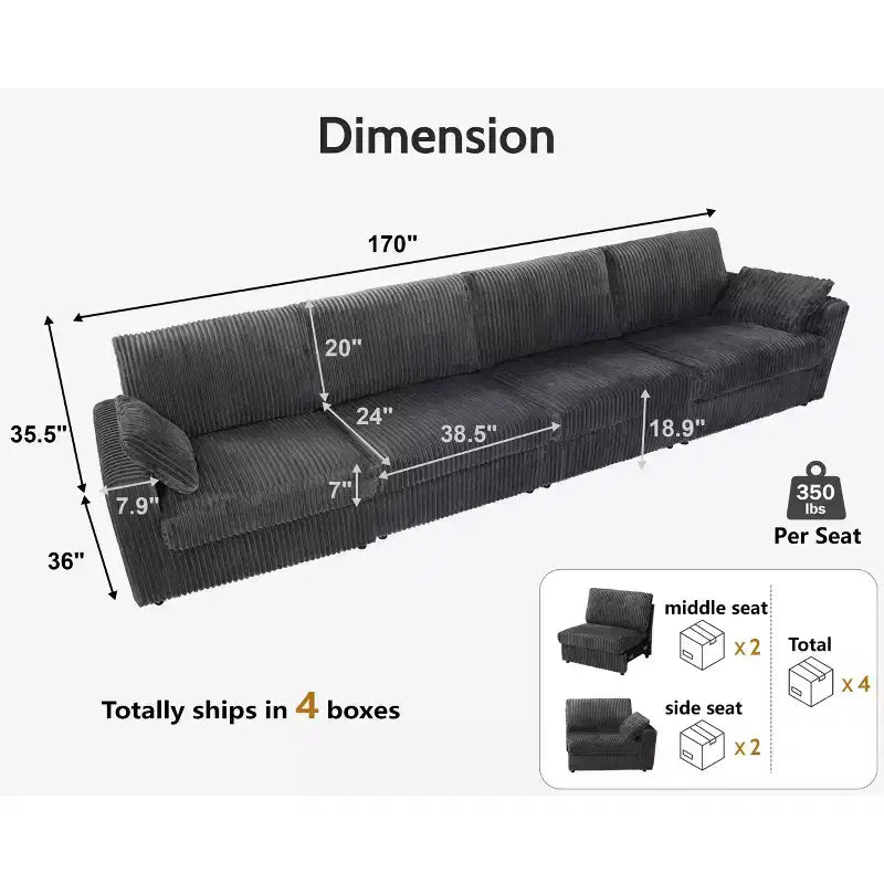 Αρθρωτός καναπές Dyonery από κοτλέ ύφασμα με καλύμματα που πλένονται