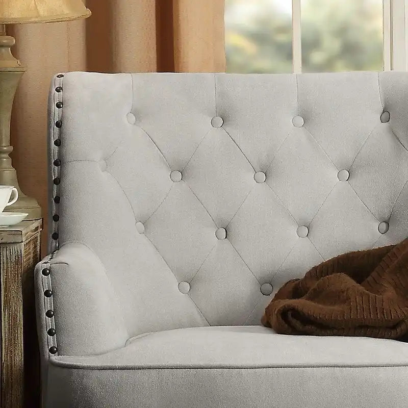 Moser Bay Mignon Velvet / Linen 30 Wide Tufted Wingback Accent Chair
