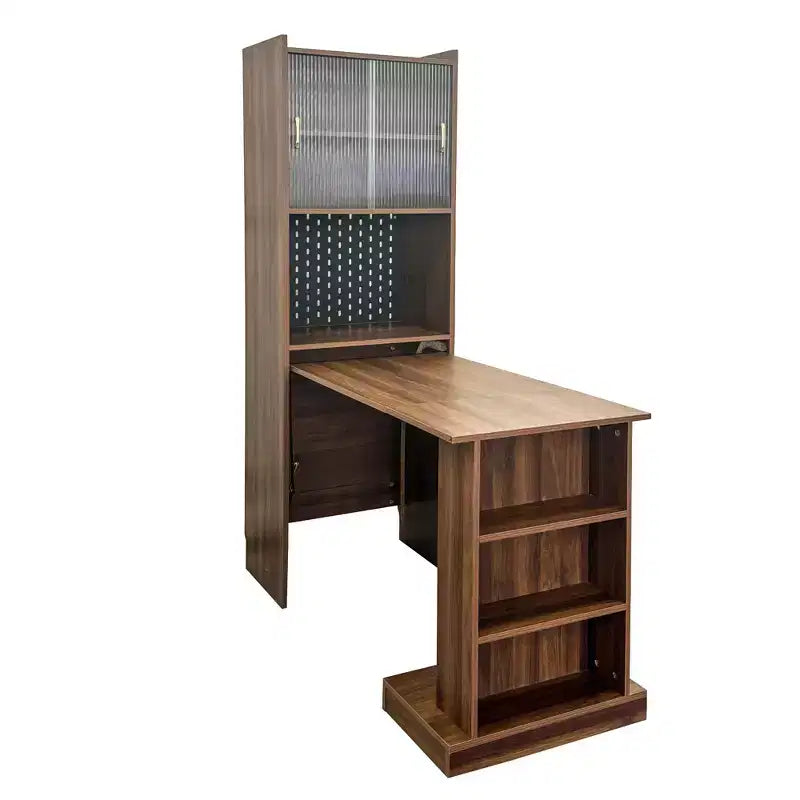 GDFStudio Sinclair Modern 36 Πτυσσόμενο Ξύλινο Γραφείο Μελέτης με Αποθηκευτικό Χώρο