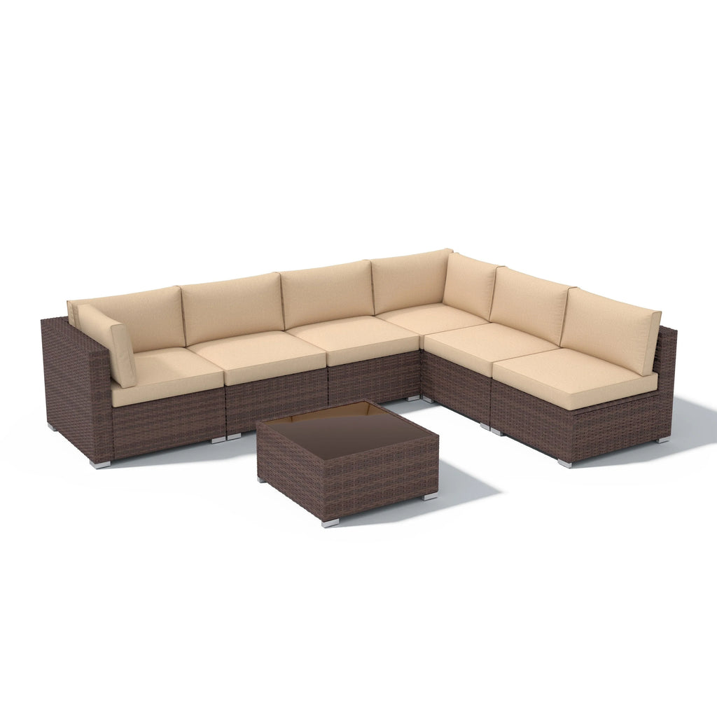 Wicker/ Steel 7-piece Outdoor Cushioned Sectional Sofa Set