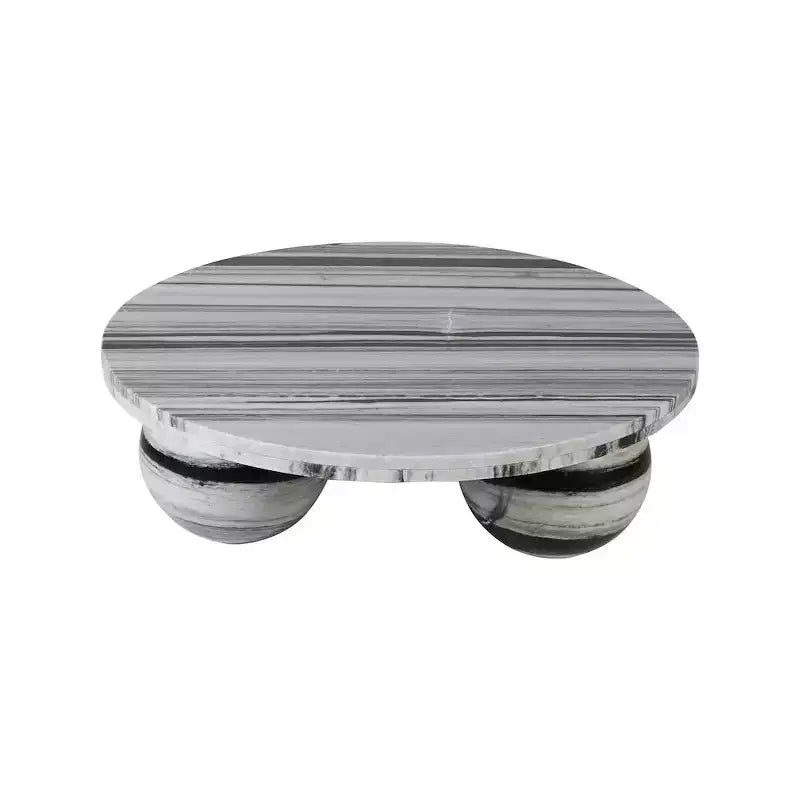 Round Marble Coffee Table with Sphere Legs, Multicolor, Seats 4â€?