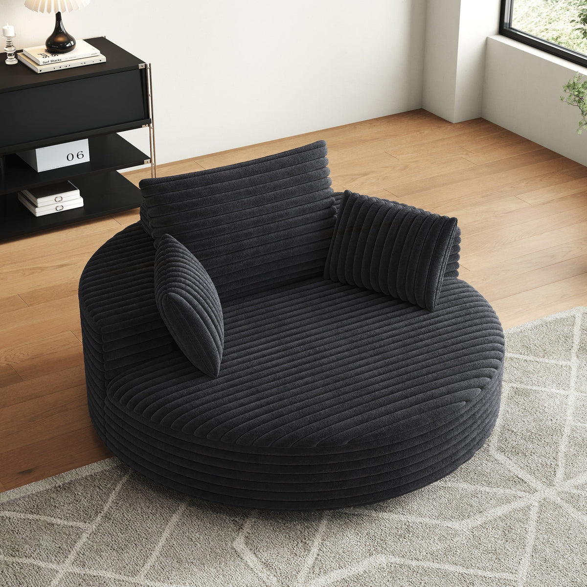 Corduroy Chenille Foam Single Swivel Chair