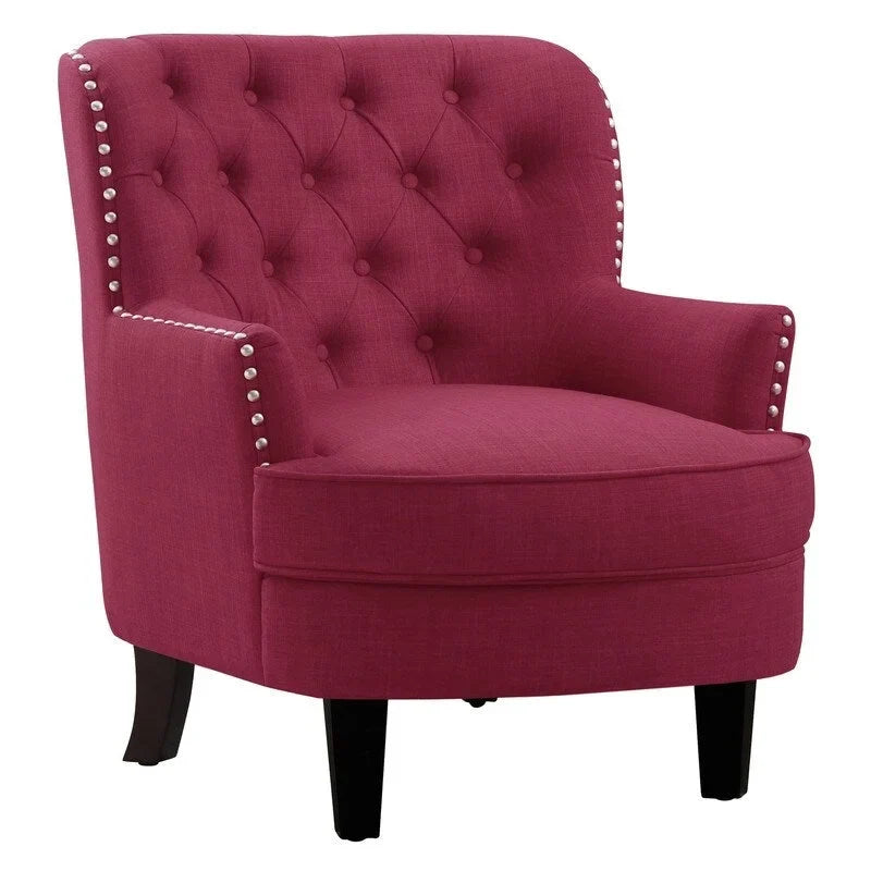 Moser Bay Mignon Velvet / Linen 30 Wide Tufted Wingback Accent Chair