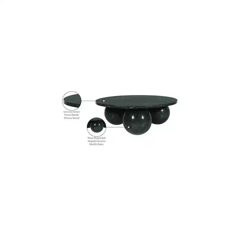 Round Marble Coffee Table with Sphere Legs, Multicolor, Seats 4â€?