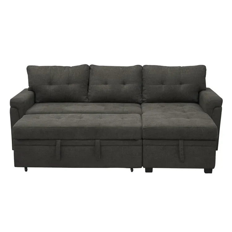 Convertible Reversible Sectional Sofa with Pull-Out Sleeper Bed, Hidden Storage Chaise, and Durable Legs