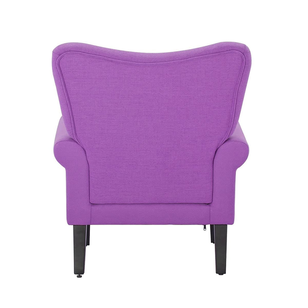 Erommy Modern Accent Chair, High Back Armchair, Upholstered Fabric Button Single Sofa with Wooden Legs for Living Room