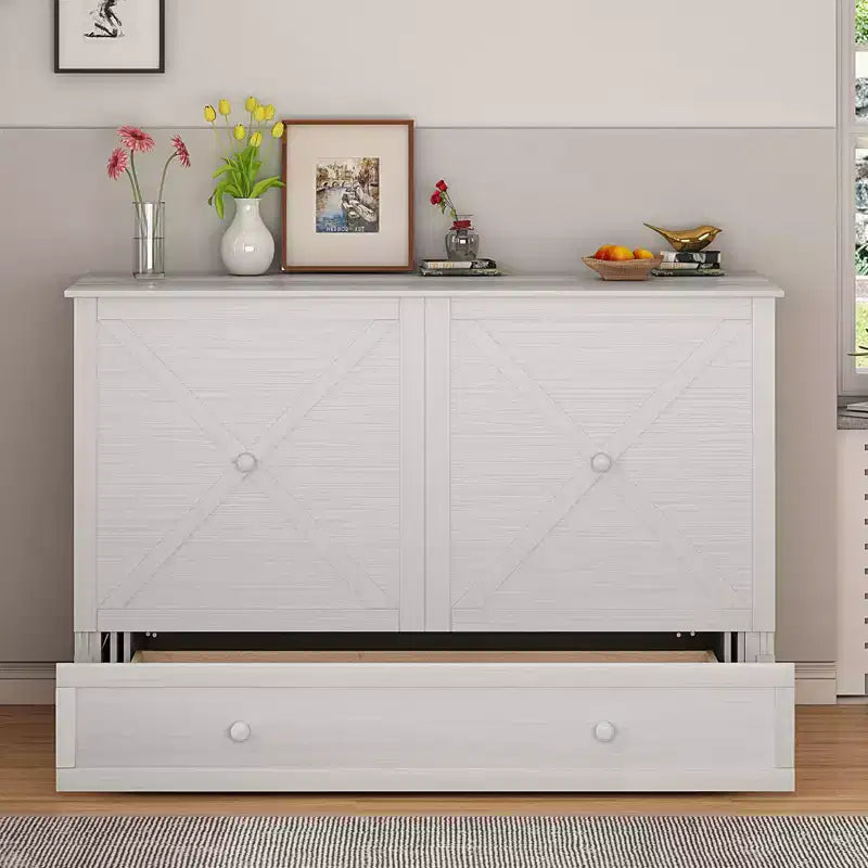 Mjkone Murphy Bed Queen, Αναδιπλούμενο κρεβάτι-ντουλάπι Cube με σταθμό φόρτισης & αποθηκευτικό χώρο