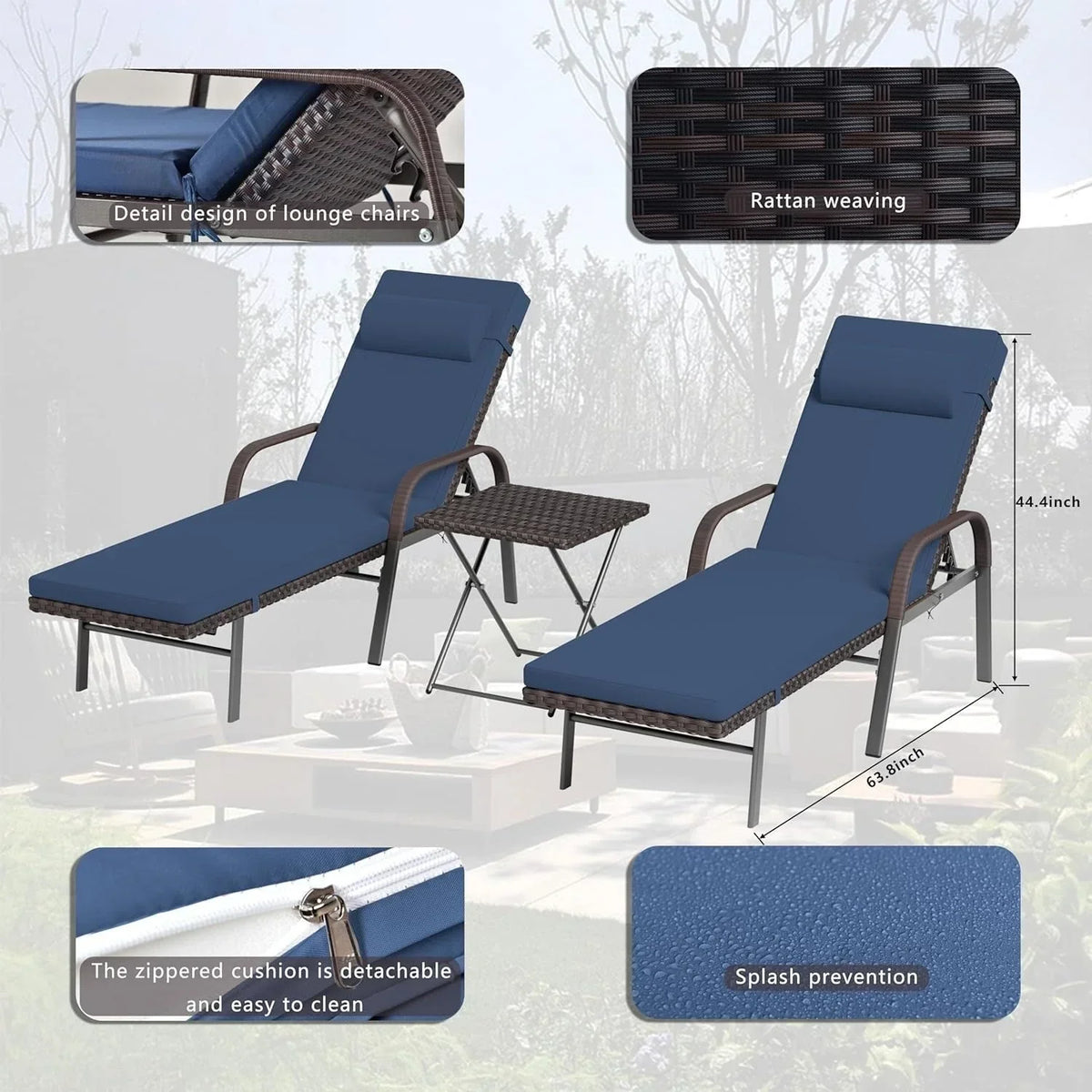 Kullavik 3-PiecesOutdoor Chaise Lounge Set