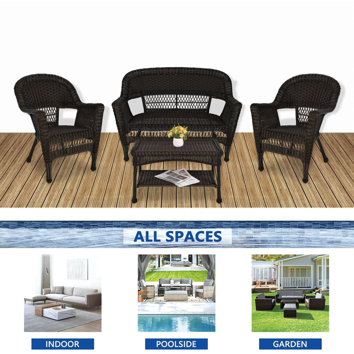 Wicker Patio 4-piece Conversation Set