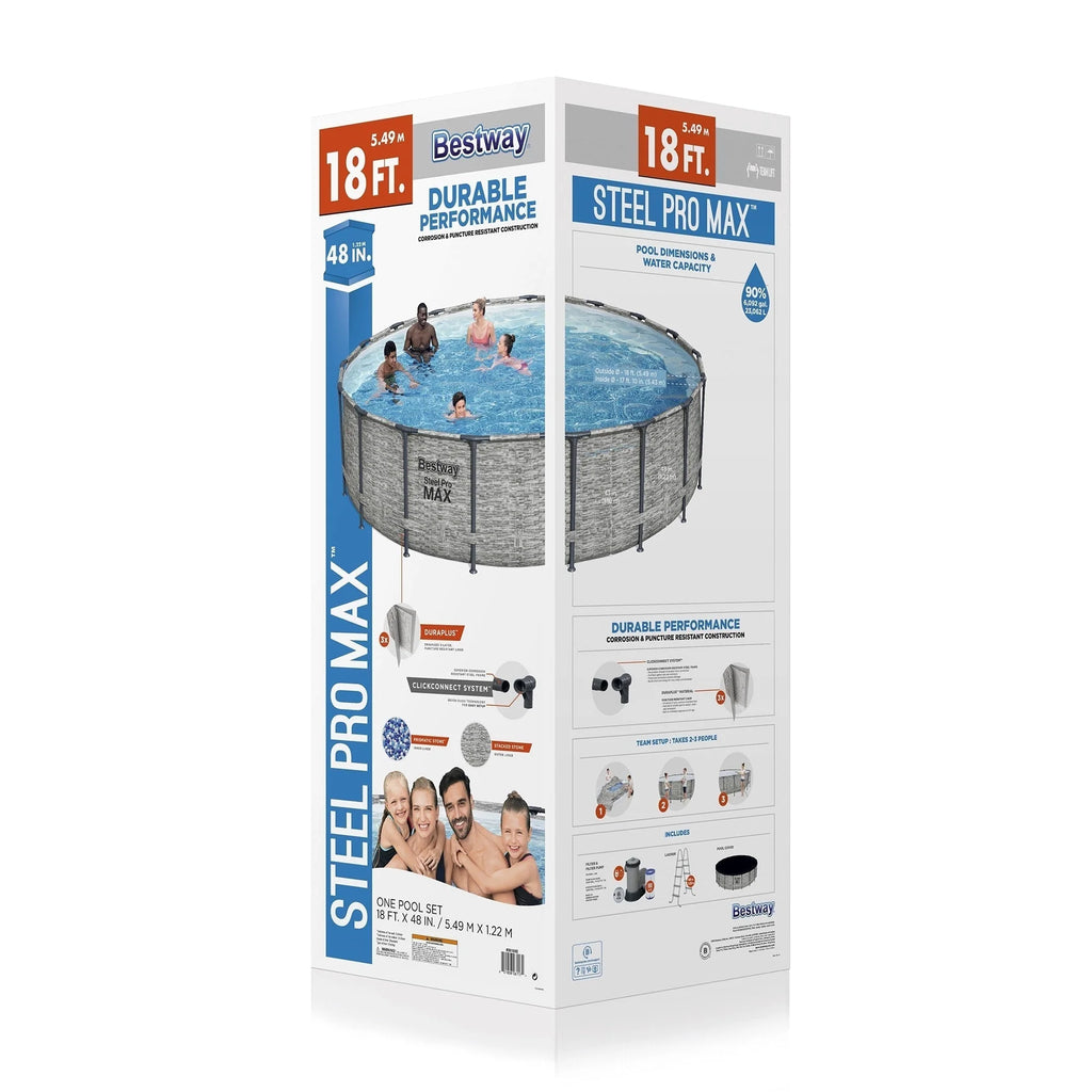 Στρογγυλή υπέργεια πισίνα Bestway Steel Pro MAX με αντλία και κάλυμμα