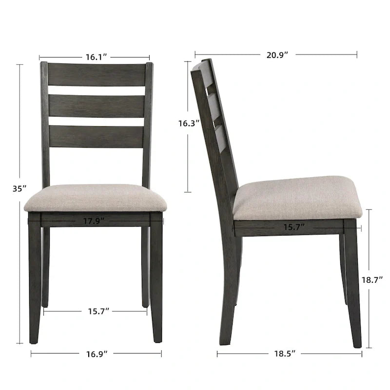 Slat Back Wood Dining Chairs Set of 4