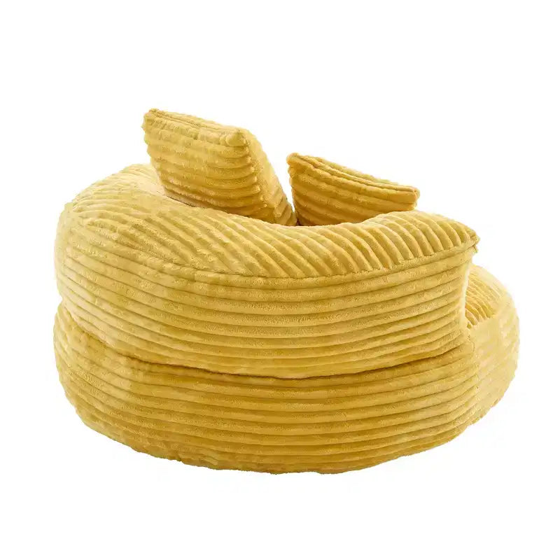 Καναπές Bean Bag για ενήλικες και παιδιά, υπερμεγέθης πολυθρόνα πουφ από κοτλέ ύφασμα με 3 μαξιλάρια και μπράτσα για το σαλόνι και την κρεβατοκάμαρα