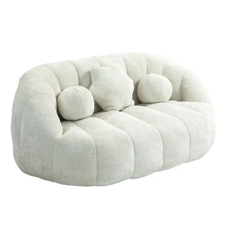 White 63.78  Chenille Upholstered Lounge Chair with High Density Foam