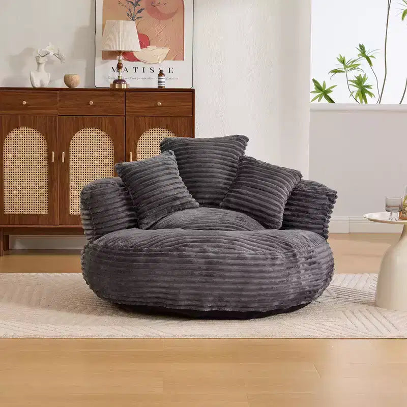 Καναπές Bean Bag για ενήλικες και παιδιά, υπερμεγέθης πολυθρόνα πουφ από κοτλέ ύφασμα με 3 μαξιλάρια και μπράτσα για το σαλόνι και την κρεβατοκάμαρα