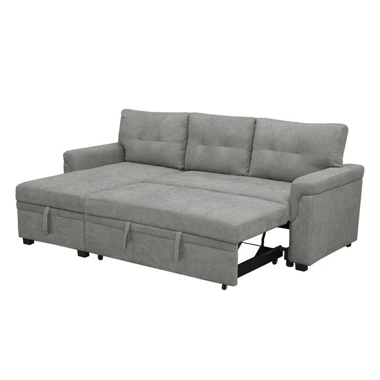 Convertible Reversible Sectional Sofa with Pull-Out Sleeper Bed, Hidden Storage Chaise, and Durable Legs