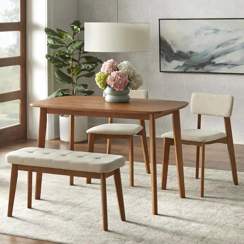 Σετ τραπεζαρίας 4 τεμαχίων από μασίφ ξύλο Nettie, Simple Living