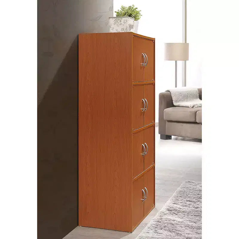 Hodedah HID44 Ντουλάπι Αποθήκευσης Πολλαπλών Χρήσεων Βαρέως Τύπου με 8 Πόρτες, Επιδαπέδιο, για το Σπίτι και το Γραφείο, σε Χρώμα Οξιάς