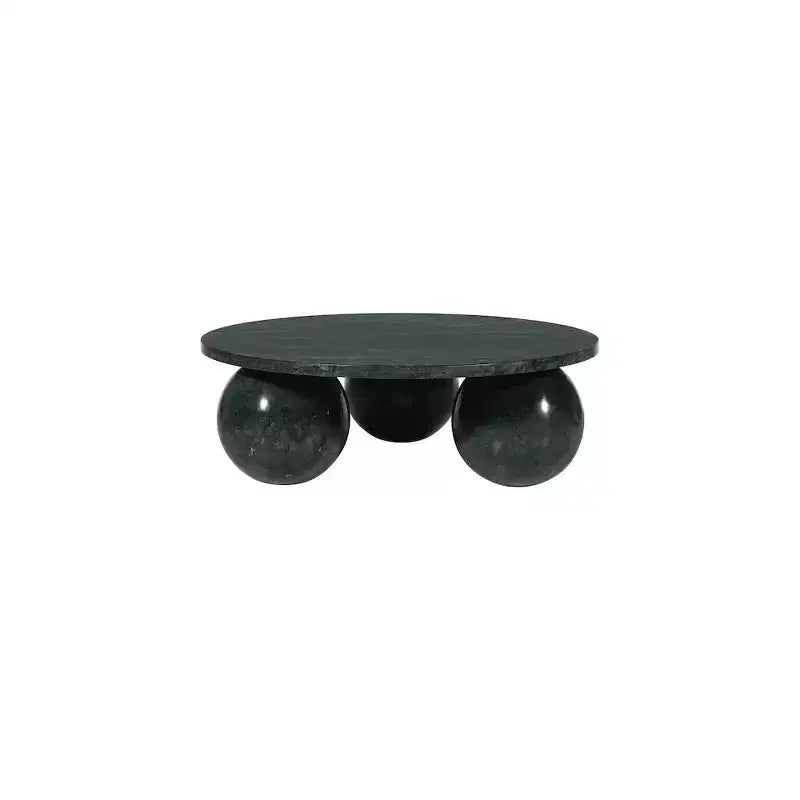 Round Marble Coffee Table with Sphere Legs, Multicolor, Seats 4â€?