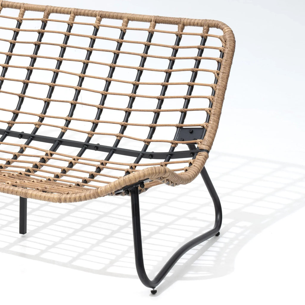 Διπλή πολυθρόνα Papasan Loveseat με μαξιλάρι, από ρατάν PE παντός καιρού και μεταλλικό σκελετό για εσωτερικούς και εξωτερικούς χώρους