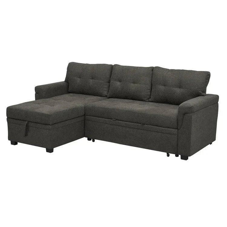Convertible Reversible Sectional Sofa with Pull-Out Sleeper Bed, Hidden Storage Chaise, and Durable Legs