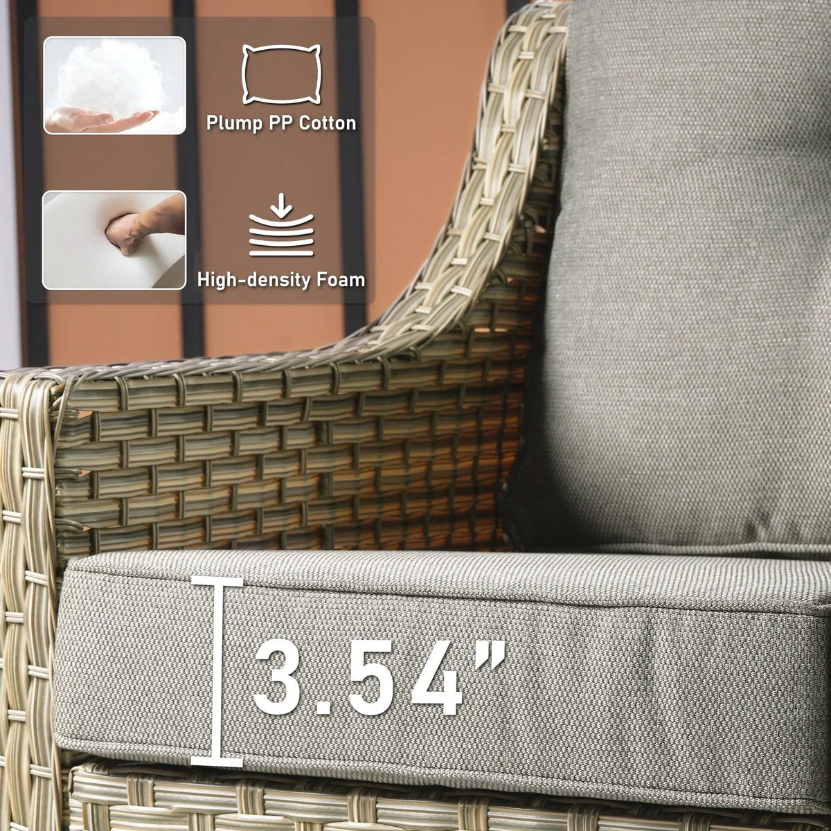 HOOOWOOO 2-piece High Back Wicker Rattan Outdoor Patio Chair Set