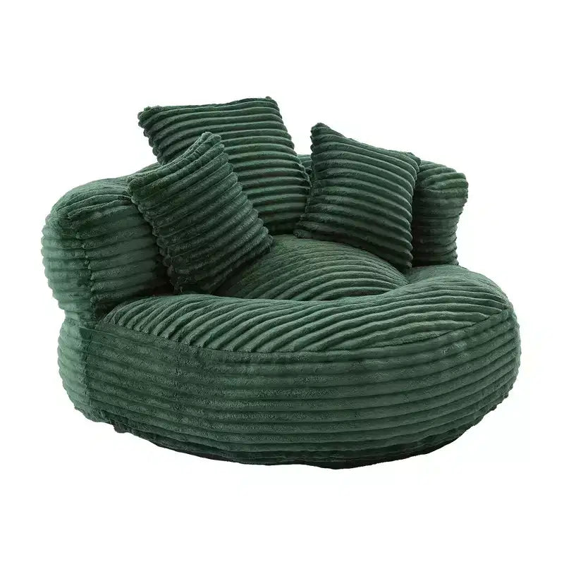 Καναπές Bean Bag για ενήλικες και παιδιά, υπερμεγέθης πολυθρόνα πουφ από κοτλέ ύφασμα με 3 μαξιλάρια και μπράτσα για το σαλόνι και την κρεβατοκάμαρα