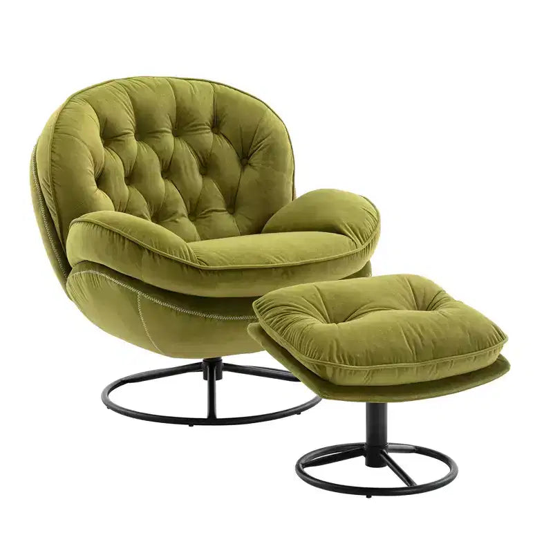 Πολυθρόνα Velvet Accent Okak με υποπόδιο, μοντέρνα πολυθρόνα σαλονιού χωρίς μπράτσα σε στυλ Mid-Century, μαλακή και άνετη πολυθρόνα για παρακολούθηση τηλεόρασης, gaming