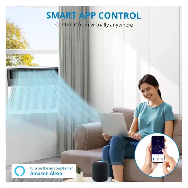 Έξυπνο κλιματιστικό παραθύρου Acekool 6.000 BTU, Wi-Fi AC δωματίου με τηλεχειριστήριο, αθόρυβη ψύξη για χώρους έως 23 τ.μ.