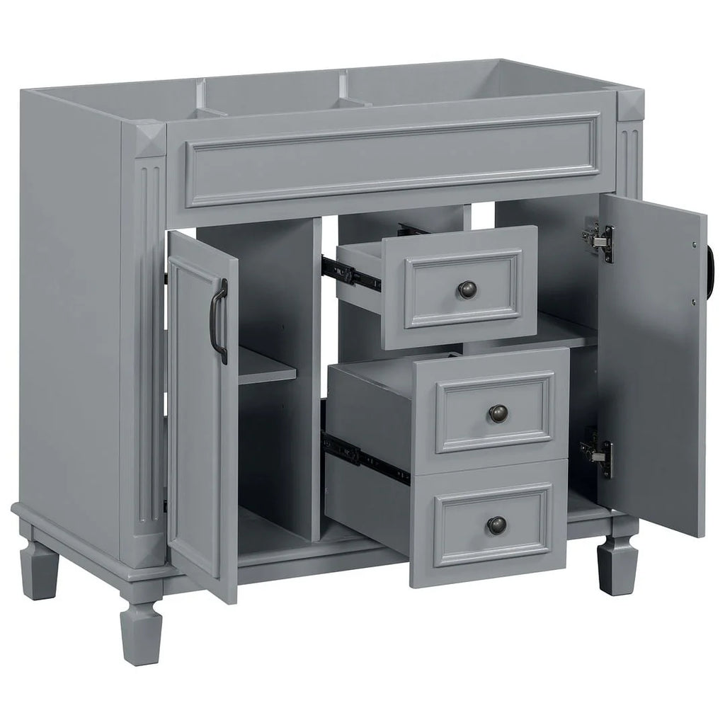 Μοντέρνο έπιπλο μπάνιου 36 ιντσών με νιπτήρα, καθρέπτη-ντουλάπι, 2 πόρτες και 2 συρτάρια