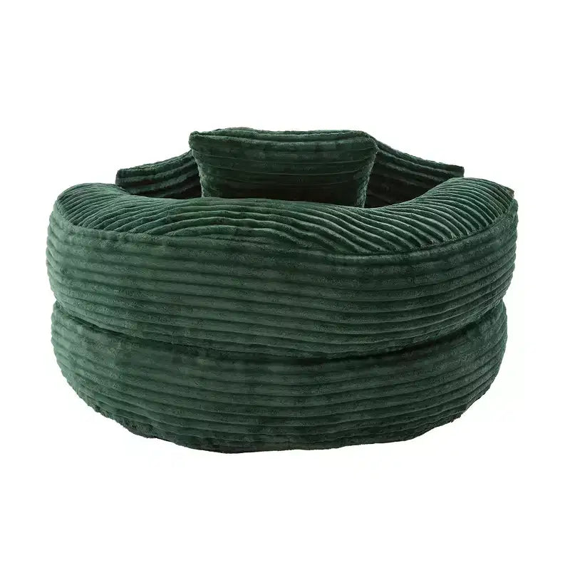 Καναπές Bean Bag για ενήλικες και παιδιά, υπερμεγέθης πολυθρόνα πουφ από κοτλέ ύφασμα με 3 μαξιλάρια και μπράτσα για το σαλόνι και την κρεβατοκάμαρα
