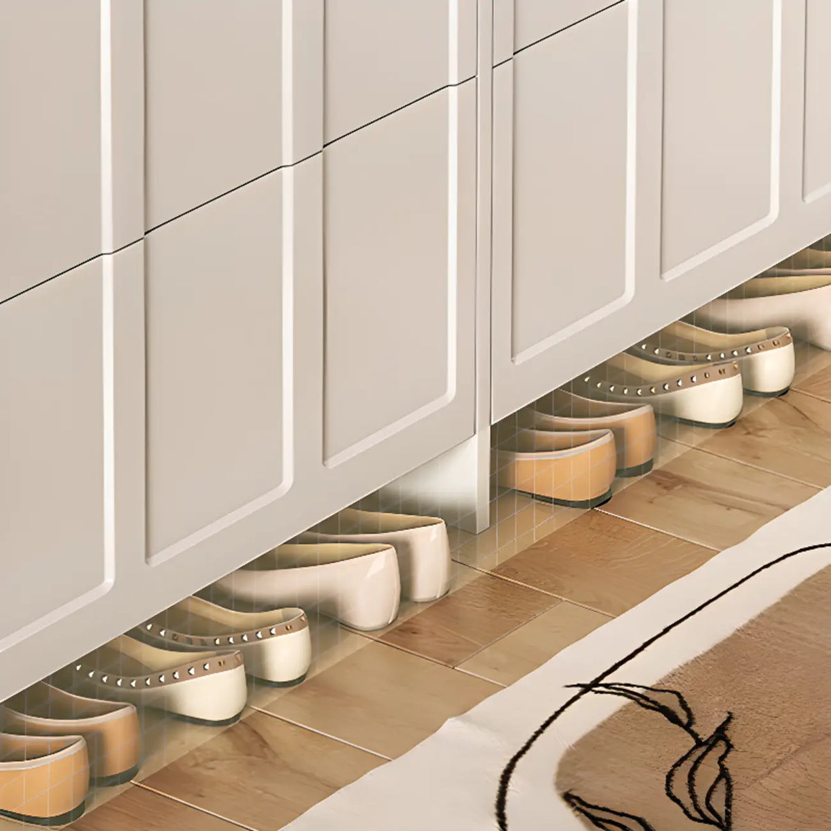 Slim Drop Front 3-Tier White Wood Shoe Storage Cabinet