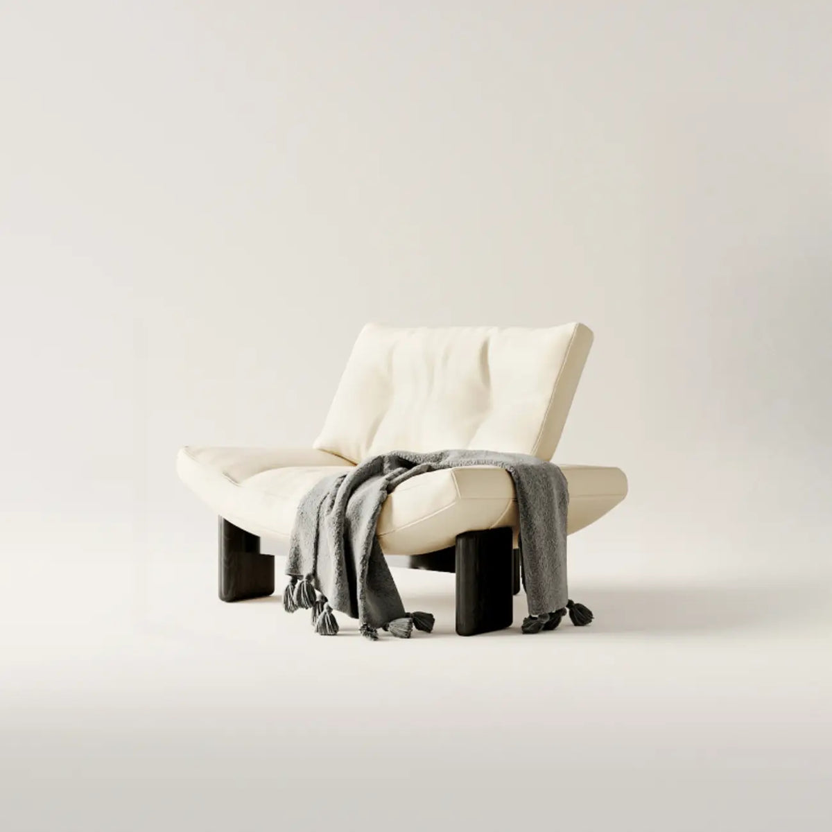 Σύγχρονη μαύρη πολυθρόνα χωρίς μπράτσα με καπιτονέ υφή σενίλ