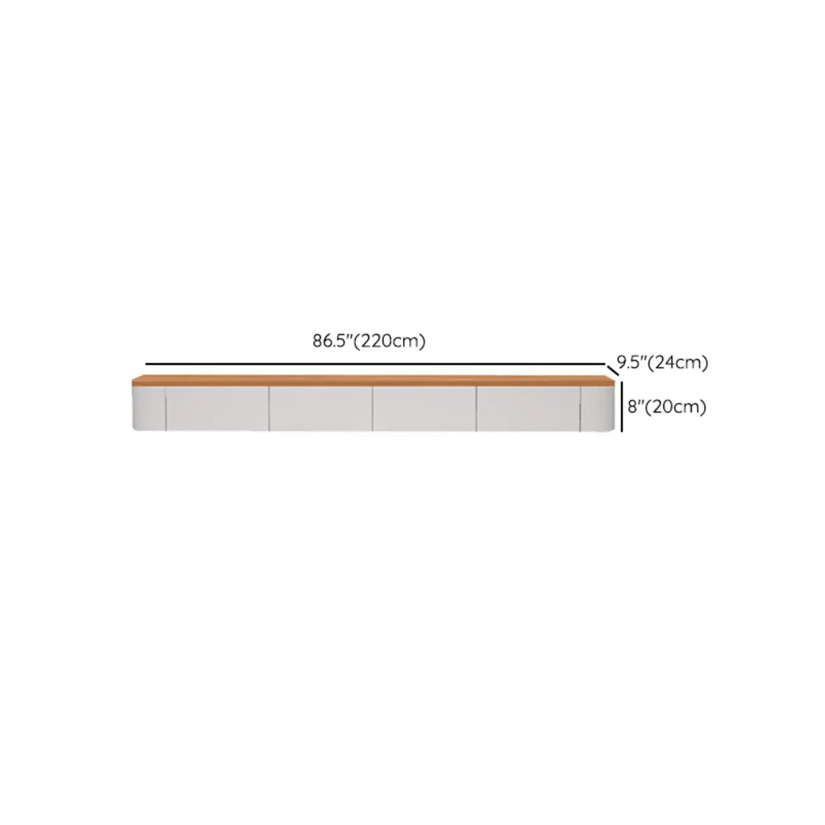 Σύγχρονη μακρόστενη λευκή ξύλινη κρεμαστή βάση τηλεόρασης με συρτάρια