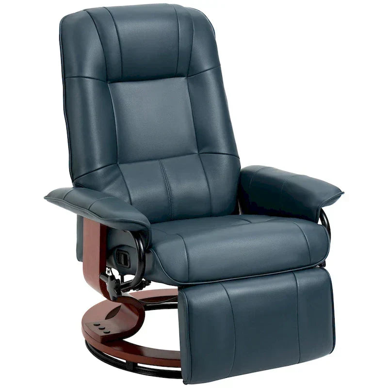 HomCom Faux Leather Adjustable Manual Swivel Base Recliner Chair with Comfortable and Relaxing Footrest