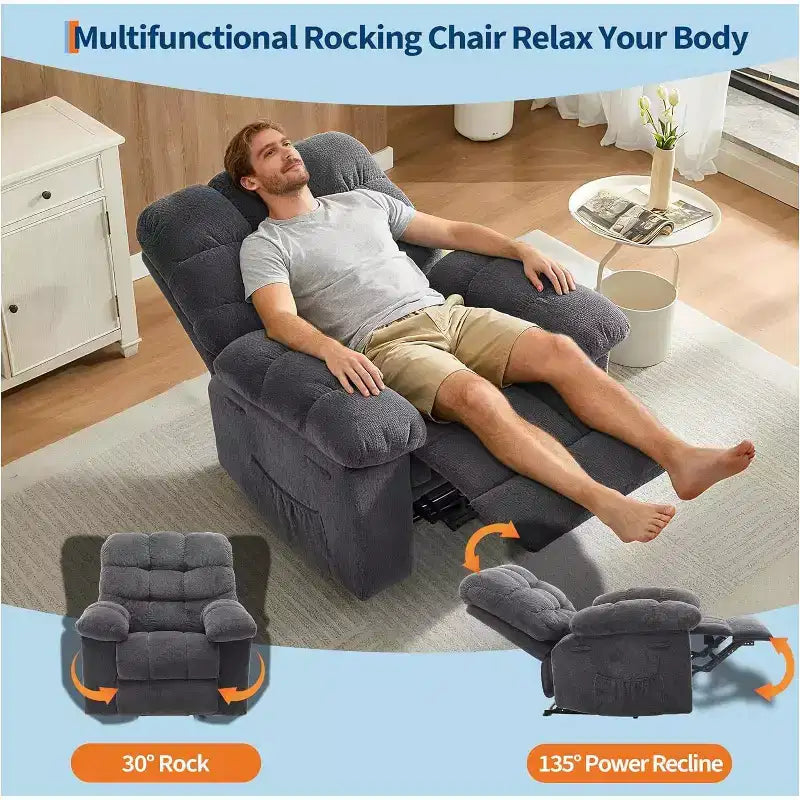 Χειροκίνητη πολυθρόνα relax, εργονομική πολυθρόνα από ύφασμα που αναπνέει με πλαϊνές τσέπες, μονοθέσιος καναπές, κατάλληλη για σαλόνι και υπνοδωμάτιο
