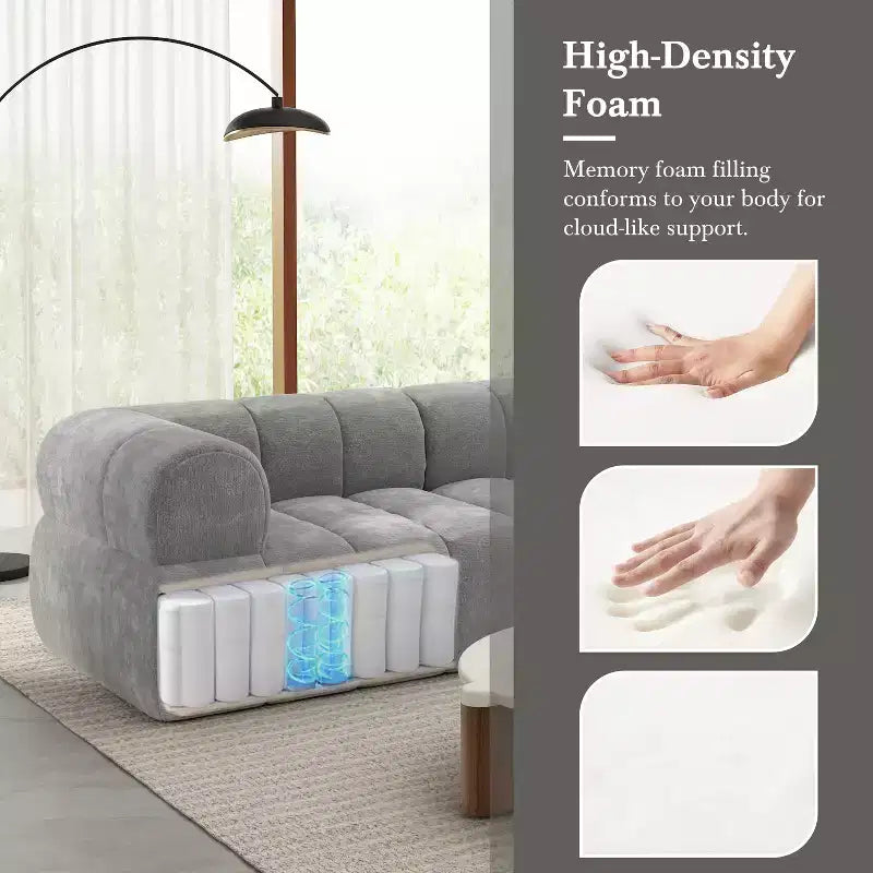 Μοντέρνος γωνιακός καναπές σε σχήμα L Christopher Knight Home Keri 122 με αφρό υψηλής πυκνότητας και χαμηλή πλάτη