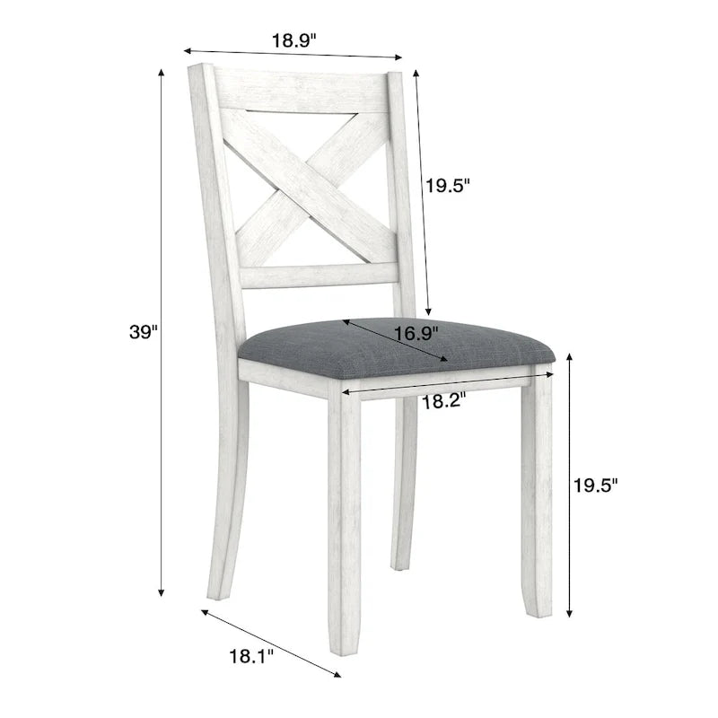 VECELO Solid Wood Dining Chairs with Linen Fabric Seating, Dining Chairs Set of 2/4/6