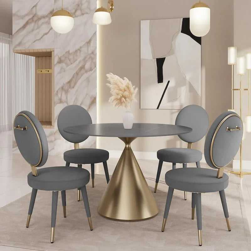 Σετ Τραπεζαρίας Morden Fort Modern Luxury 5 Τεμαχίων με Στρογγυλό Τραπέζι και Καρέκλες