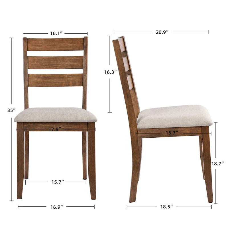 Slat Back Wood Dining Chairs Set of 4
