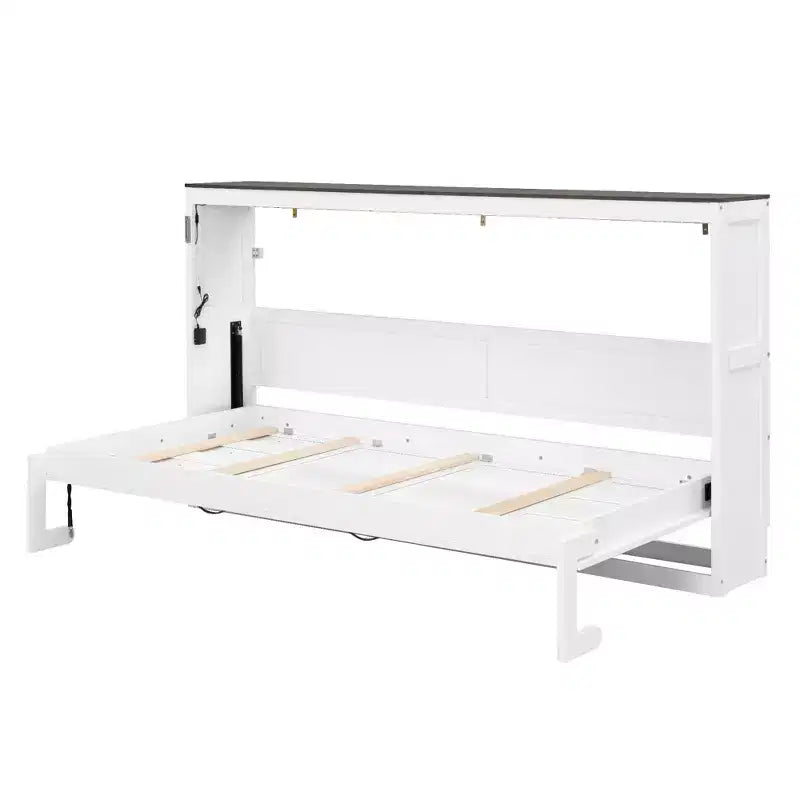 Επικλινές κρεβάτι (Murphy bed) μεγέθους Twin με φως LED, που αναδιπλώνεται σε ντουλάπι, κρυφό επιτοίχιο κρεβάτι για ξενώνα