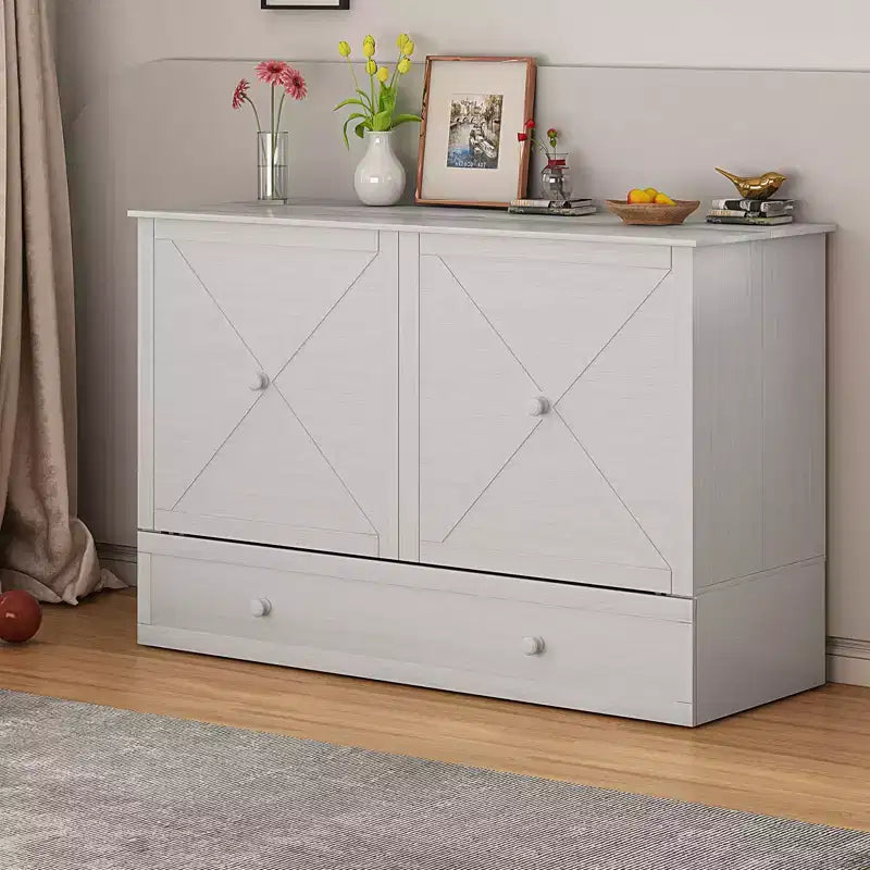 Mjkone Murphy Bed Queen, Αναδιπλούμενο κρεβάτι-ντουλάπι Cube με σταθμό φόρτισης & αποθηκευτικό χώρο