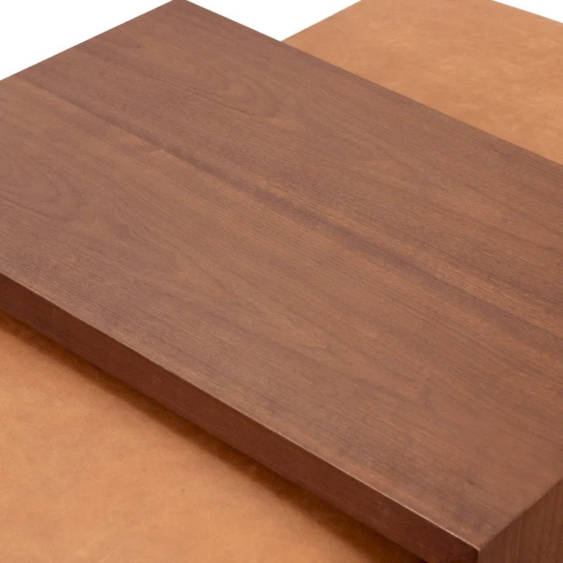 Poly & Bark Jarmo Ottoman with Adjustable Walnut Table - Full Grain Genuine Italian Leather