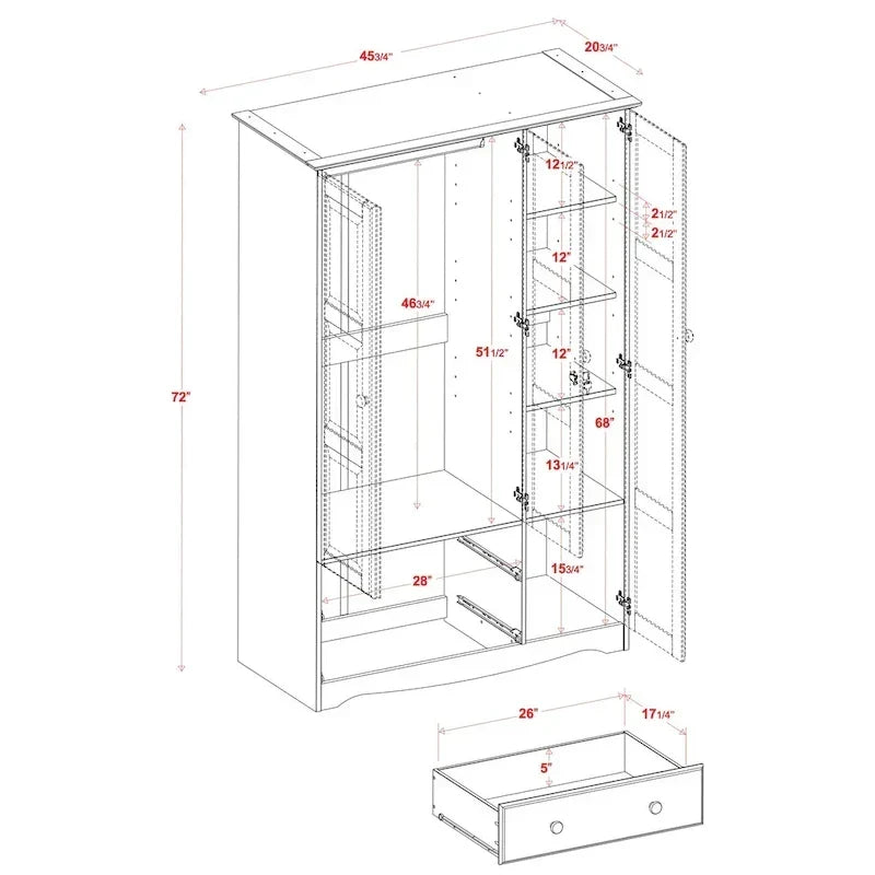 Ντουλάπα 3 θυρών - Λευκό/Μόκα/Java - Μασίφ ξύλο