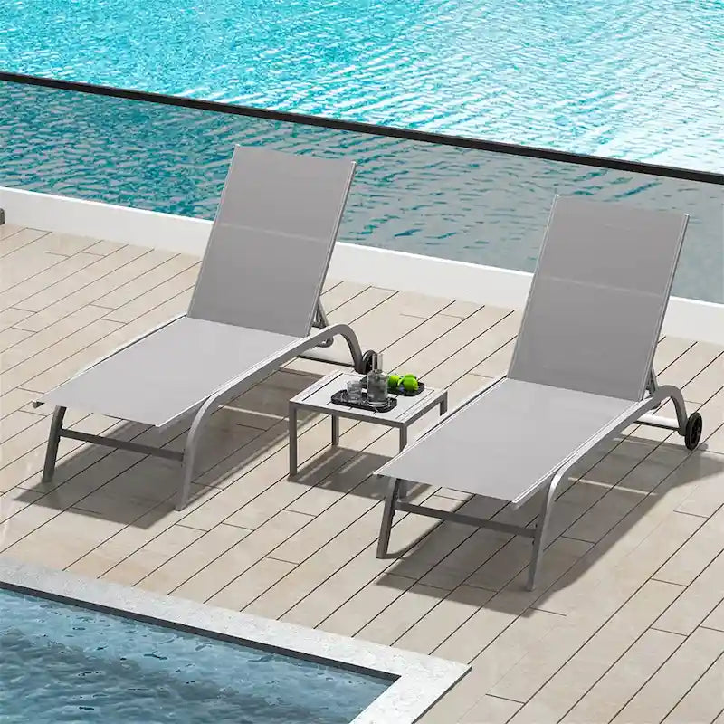 Two Outdoor Lounge Chairs with 1 Table