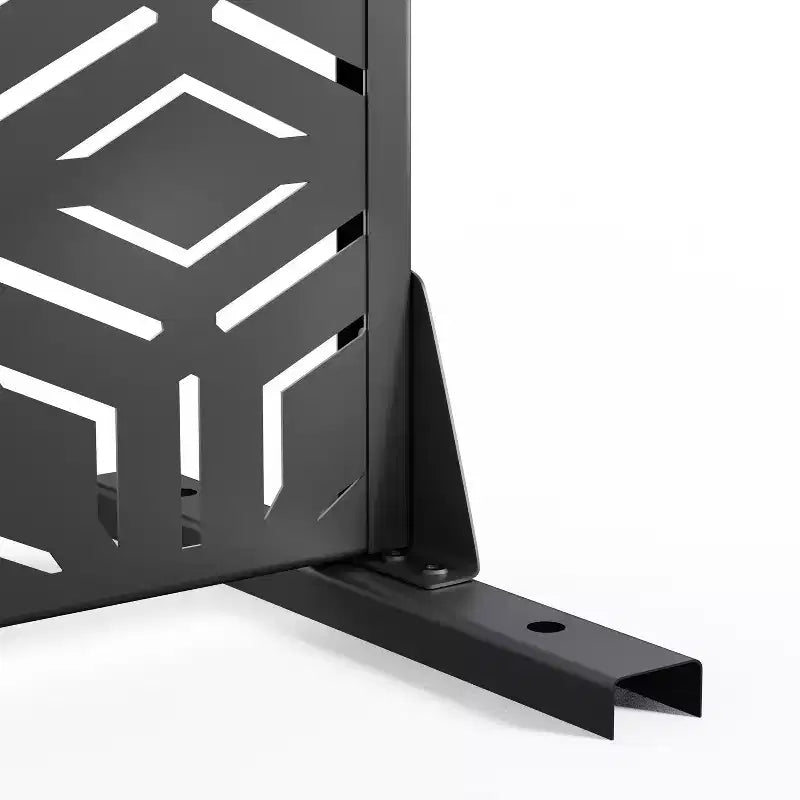 3-Panel Room Divider Screen with Geometric Pattern ¨C Black Galvanized Steel