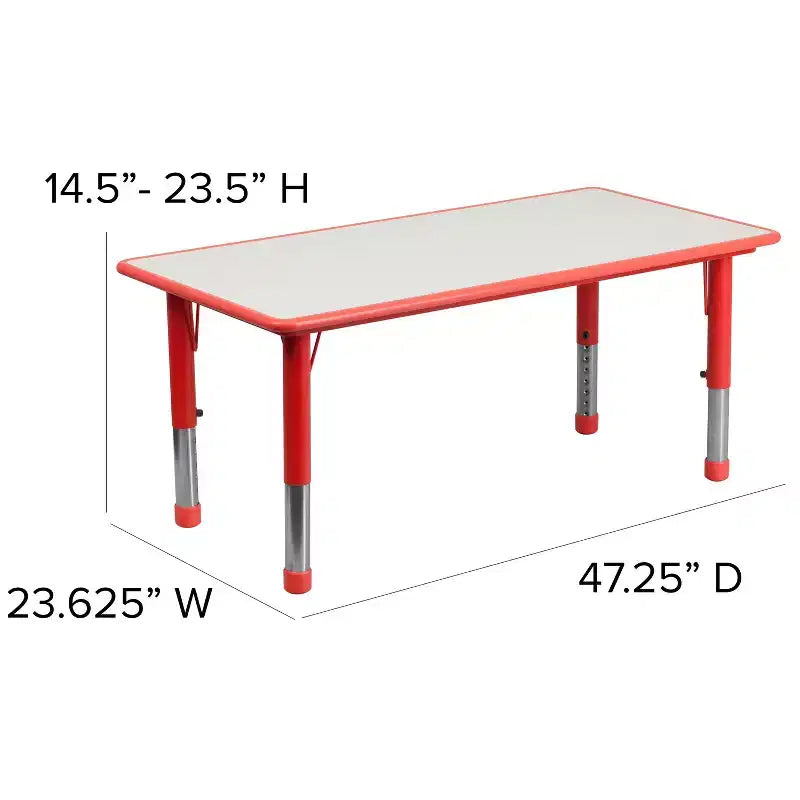 Σετ παραλληλόγραμμου πλαστικού τραπεζιού δραστηριοτήτων Emma and Oliver με ρυθμιζόμενο ύψος, διαστάσεων 60 x 120 εκ., με 6 καρέκλες
