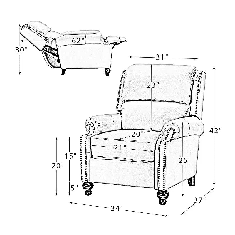Σετ 2 Πολυθρόνων Elisabete Modern Wingback από Γνήσιο Δέρμα με Ανακλινόμενο Μηχανισμό και Διακοσμητικά Τρουκς για το Σαλόνι και την Κρεβατοκάμαρα| ART OF LIVING DESIGNS