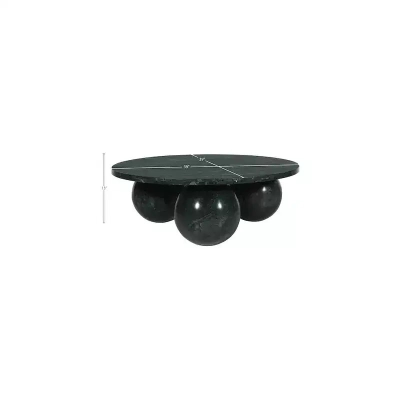Round Marble Coffee Table with Sphere Legs, Multicolor, Seats 4â€?