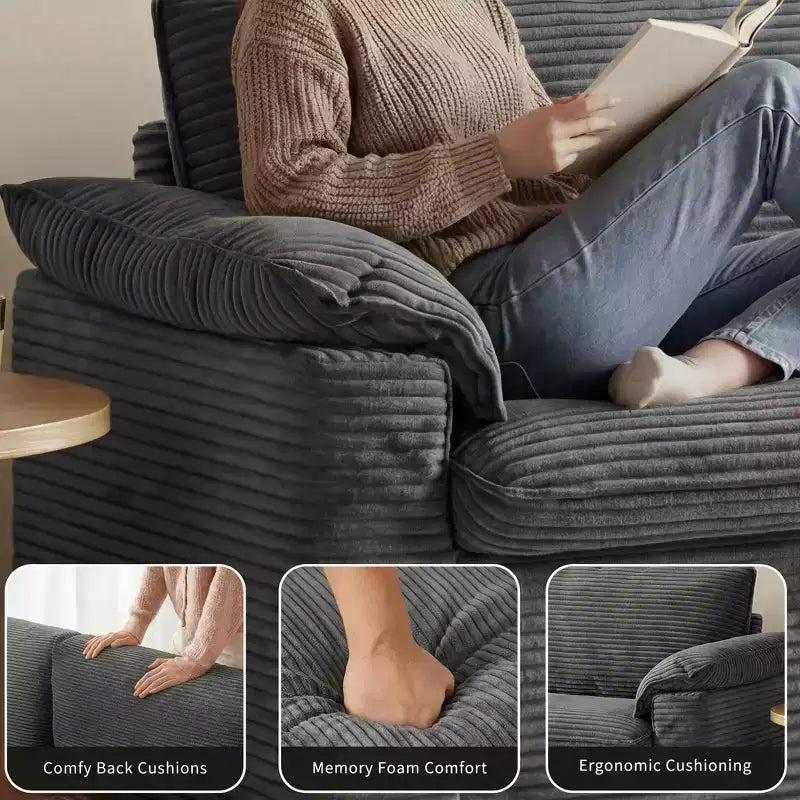 Καναπές Dyonery 86 Cloud Loveseat, Βαθύ Κάθισμα & Μαξιλάρια Φαρδύς Μπράτσων, Στιβαρός Σκελετός, Εργονομικός Σχεδιασμός που Επιτρέπει την Αναπνοή του Υφάσματος